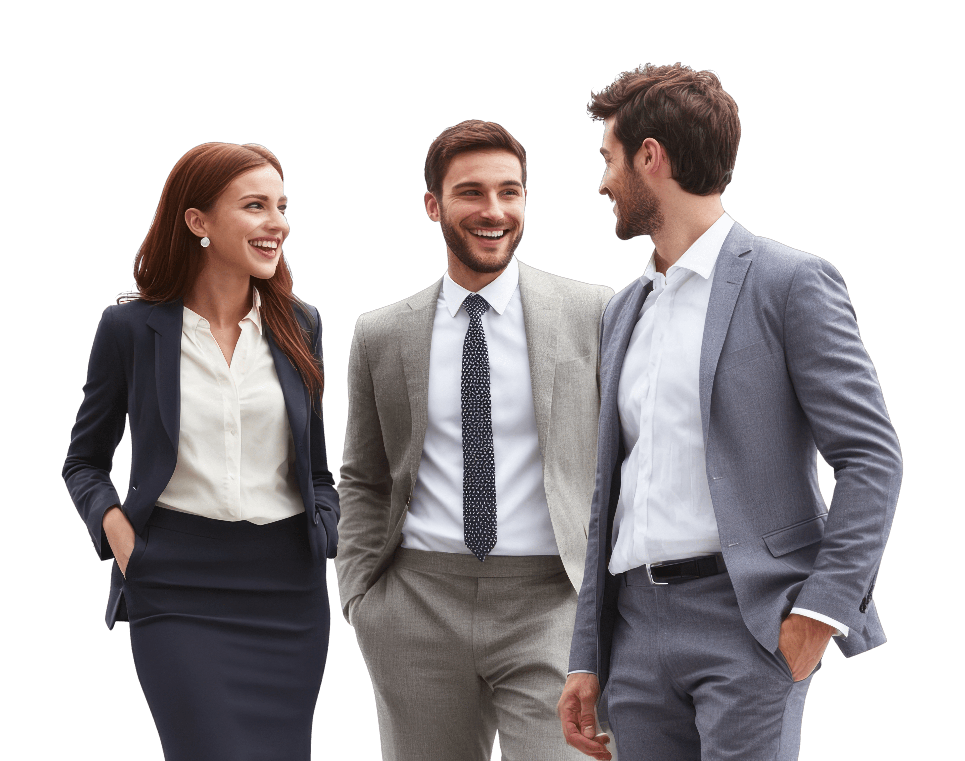 Happy team of professionals smiling together