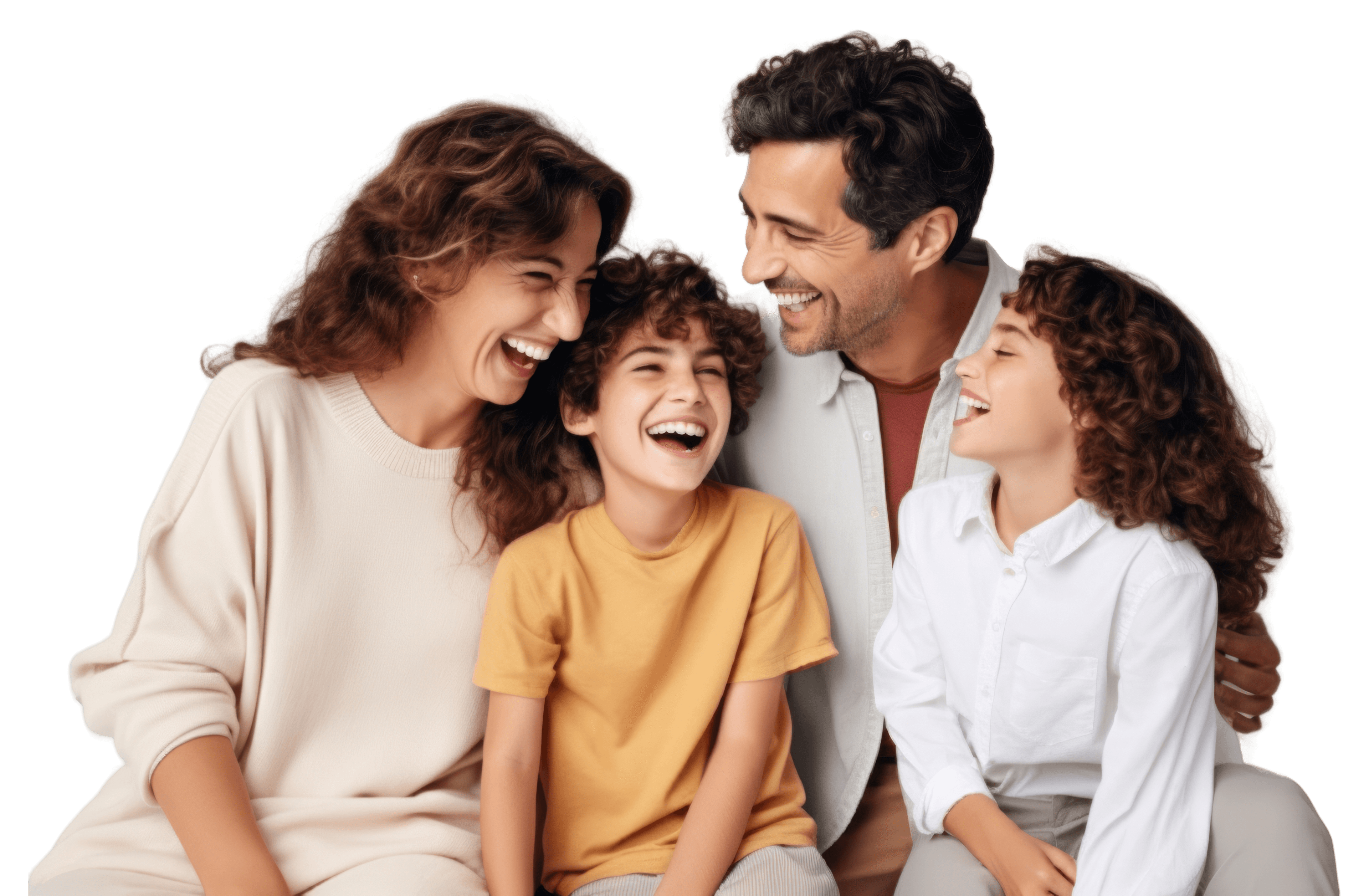 Happy family laughing together