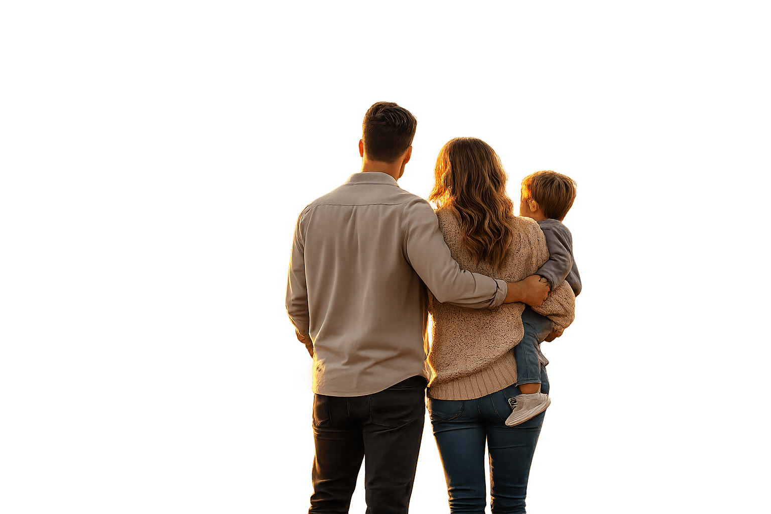 Family looking at their home